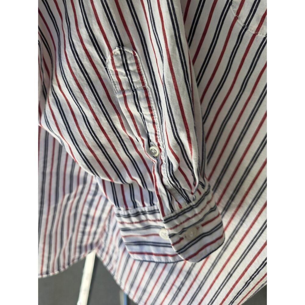 Lands’ End Red Blue Stripe Cotton Button Down Shirt Women’s 16 USA - Picture 3 of 6